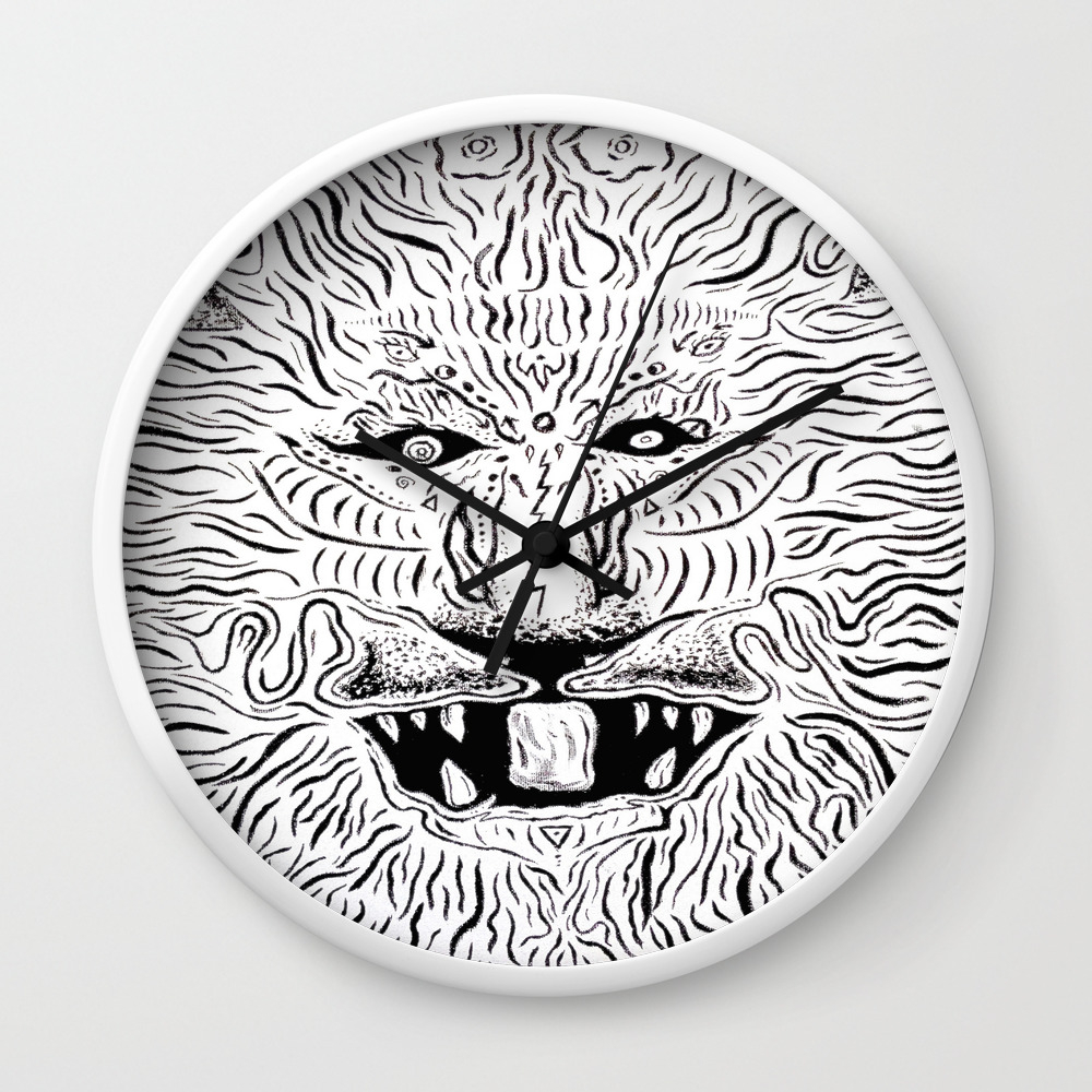 Trippy Lion Mane Painting On Canvas Wall Clock By Ryanholland