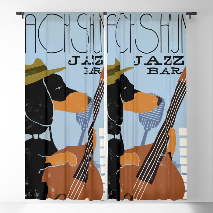 Dachshund Doxie Jazz Music Dog Art Poster Blackout Curtain