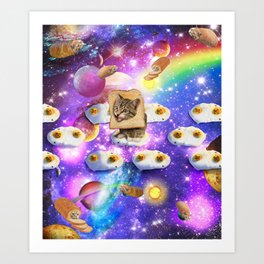 Toast Space Cat  Art Print | Collage, Bread, Galaxy, Toast, Eggs, Space, Cute, Rainbow, Loaf, Kitten 