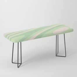 Pastel Green Groovy Swirls Abstract Design Bench