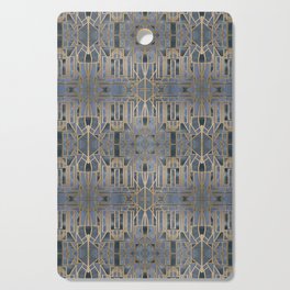 Blue And Copper Elegant Retro Art Deco Pattern With Marble Elements Cutting Board