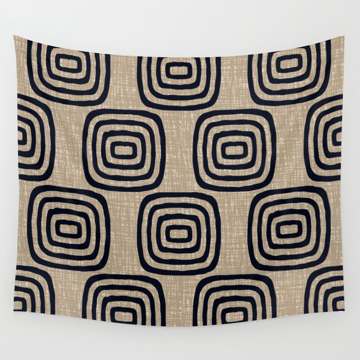 Mud Cloth Concentric Pattern 771 Black and Beige Wall Tapestry