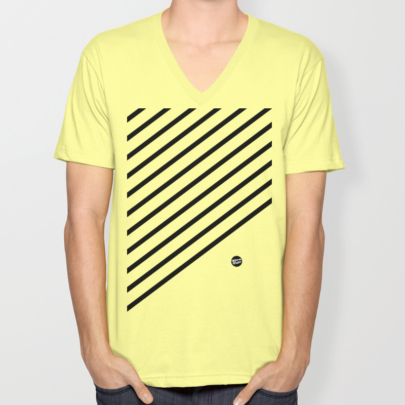 Stripes Diagonal Black White Minimal Design Unisex V Neck By Irikirova Society6