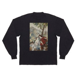 Antique 18th Century French Aubusson Romantic Tapestry Long Sleeve T-shirt