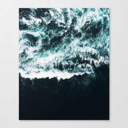 Oceanholic, Sea Waves Dark Photography, Nature Ocean Landscape Travel Eclectic Graphic Design Canvas Print