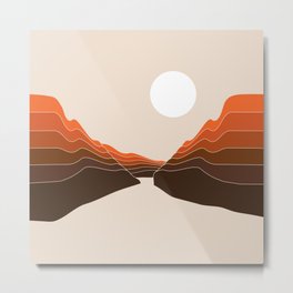 Desert Dusk Ravine Metal Print | Abstractlandscape, Desertscene, Curated, Graphicdesign, Brown, Landscape, Mountainrange, Desertlandscape, Desertmountain, Orange 