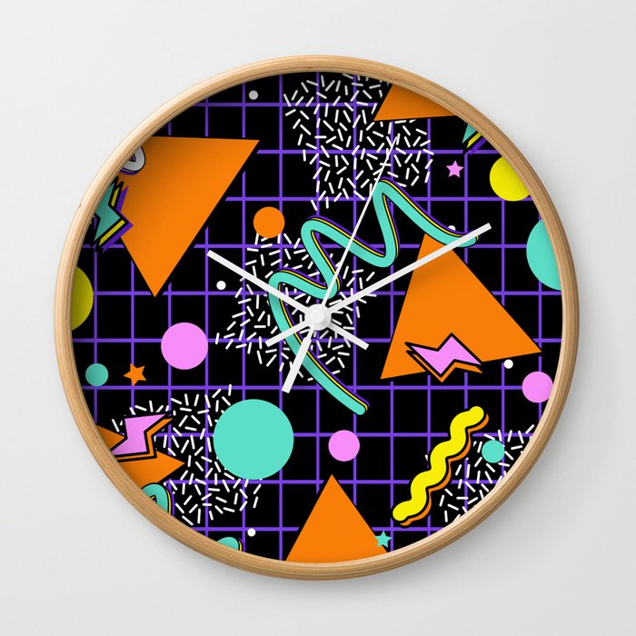 Nostalgia 80s Memphis Synthwave Aesthetic  Wall Clock