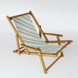 [ Thumbnail: Dark Salmon & Turquoise Colored Lines Pattern Sling Chair ]