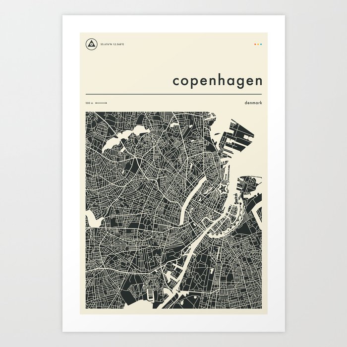 COPENHAGEN MAP Art Print