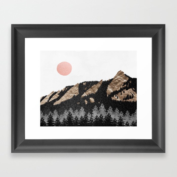 Flatirons Boulder Colorado - Climbing Gold Mountains Framed Art Print
