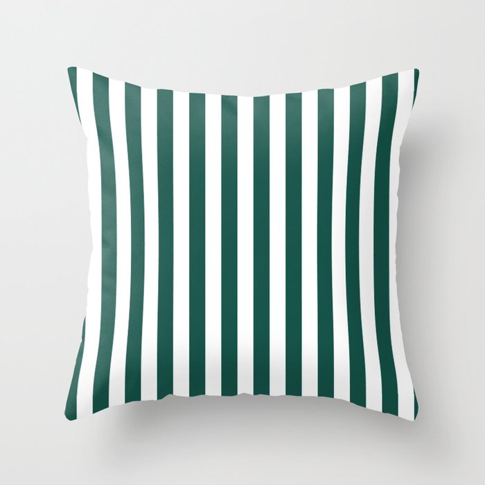 Green And White Stripes Summer Style Throw Pillow