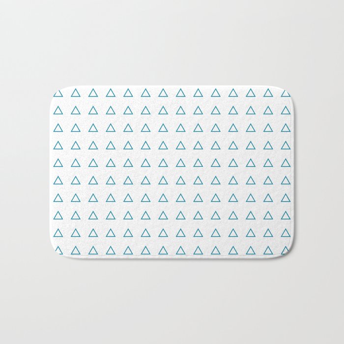 Outline of cyan triangles in columns and rows Bath Mat