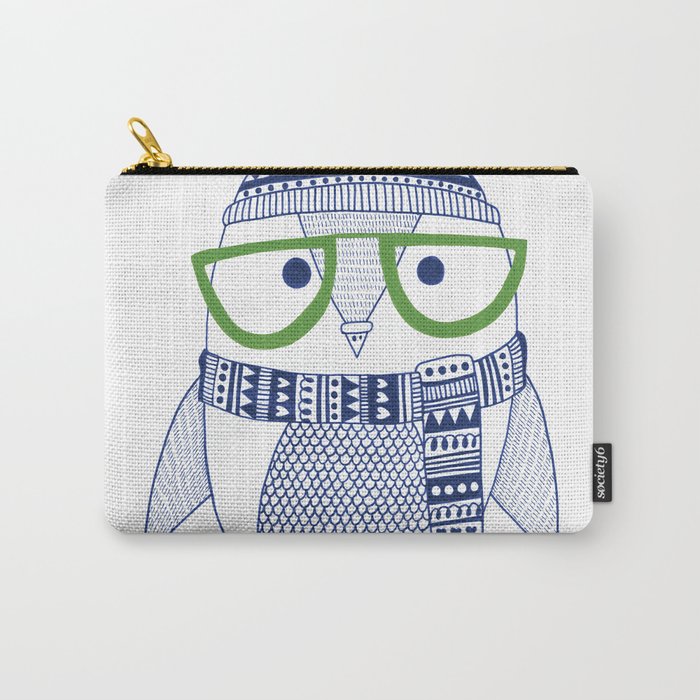 Hipster owl - green glasses Carry-All Pouch