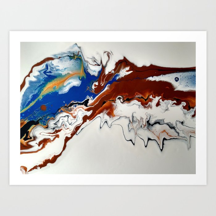 Fluid Gold Blue And Brown Abstract Painting Rule The World Art