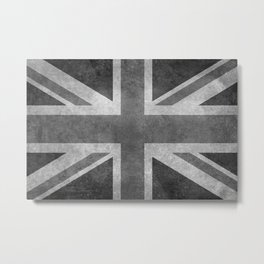 UK flag, Greyscale Retro Metal Print | Weathered, Black and White, Flag, English, Uk, Painting, Distressed, Worn, Textured, Englishflag 
