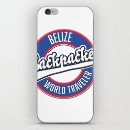 Belize backpacker world traveler logo. iPhone Skin