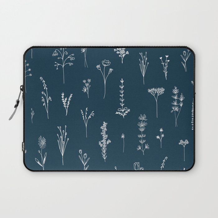 Wildflowers Pattern 2 - Petrol Blue Laptop Sleeve