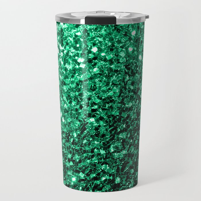 Emerald Green faux glitter sparkles Travel Mug