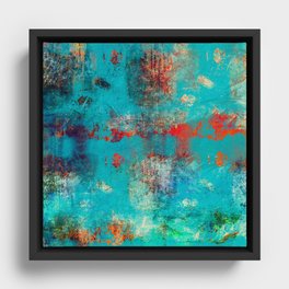 Aztec Turquoise Stone Abstract Texture Design Art Framed Canvas