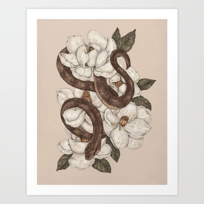 Snake and Magnolias Kunstdrucke Snake and Magnolias Kunstdrucke