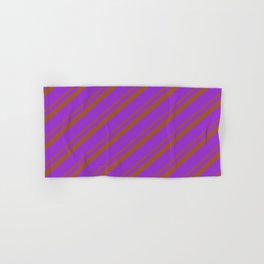 [ Thumbnail: Sienna and Dark Orchid Colored Pattern of Stripes Hand & Bath Towel ]