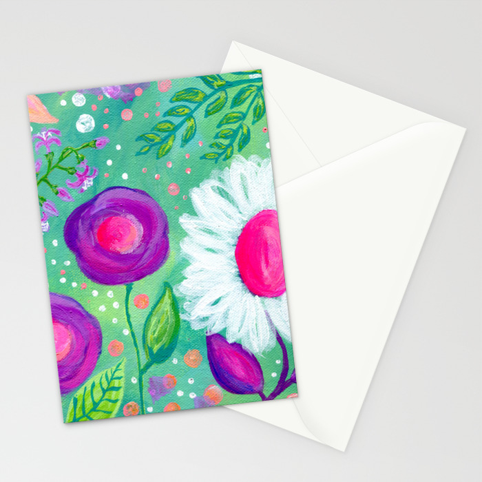 White Flowers Purple Flowers Floral Painting For Girl Nursery