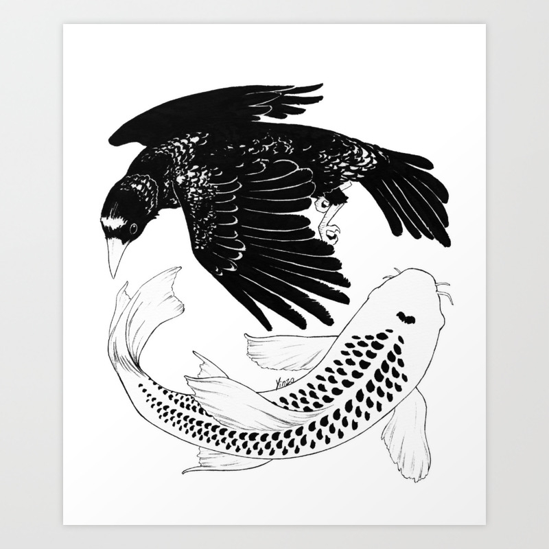 A Bird May Love A Fish Art Print By Yinza Society6