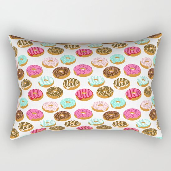 Donuts art print junk food pattern design kids minimal modern kitchen baking breakfast hipster baker Rectangular Pillow
