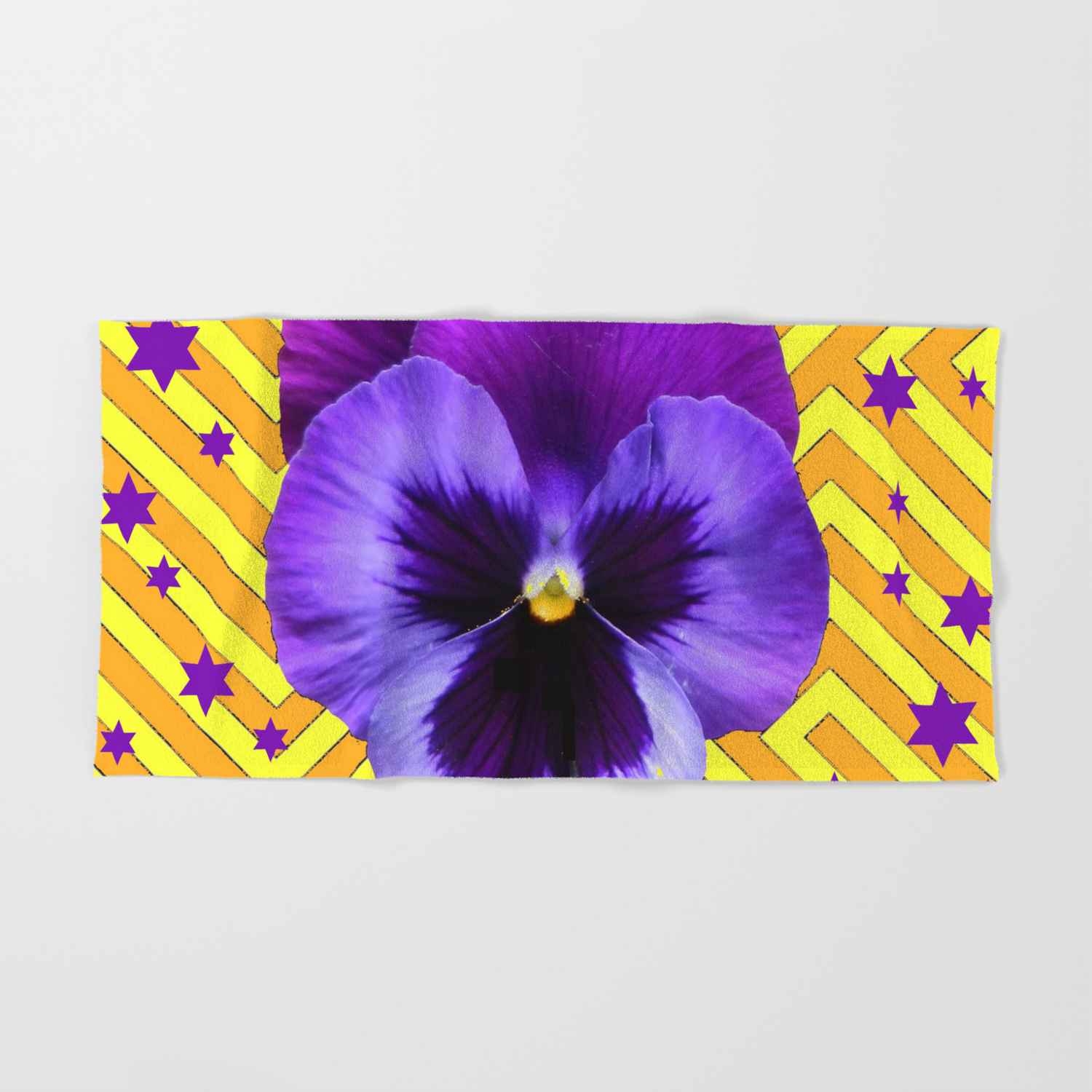 Decorative Lilac Purple Pansies Flowers Purple Stars Hand Bath