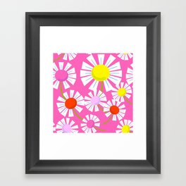 Hot Pink Modern Daisy Flowers Framed Art Print