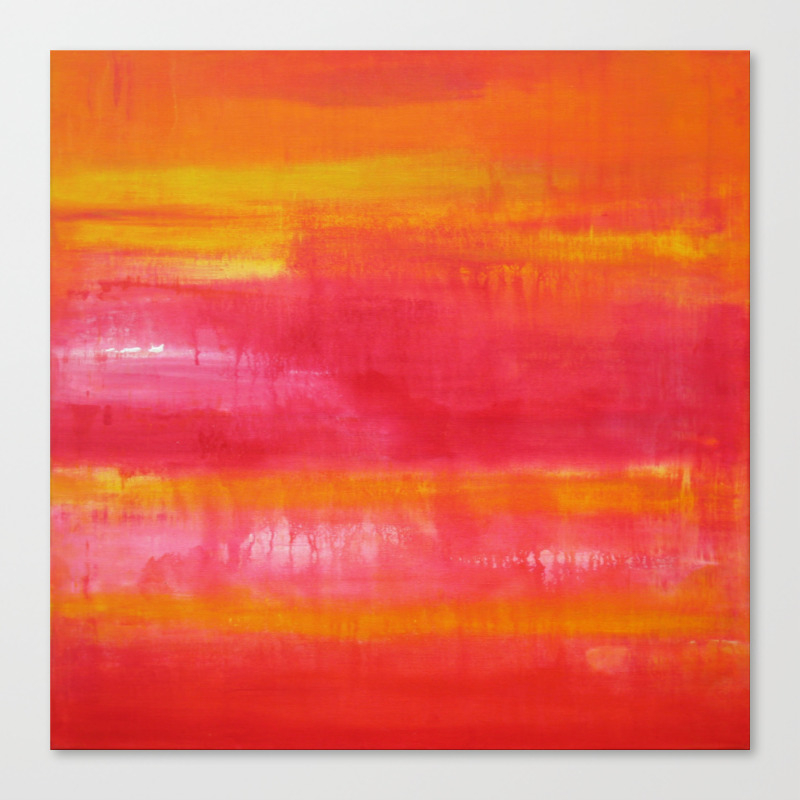 Summer Day Orange Red Yellow Abstract Art Canvas Print By Art By