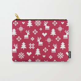 WINTER FOREST RED - PIXEL PATTERN Carry-All Pouch