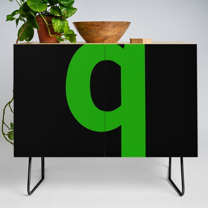 letter Q (Green & Black) Credenza