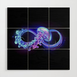 Infinity with Glowing Jellyfish Wood Wall Art