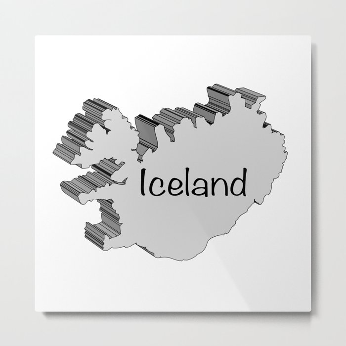Iceland 3D Map Metal Print