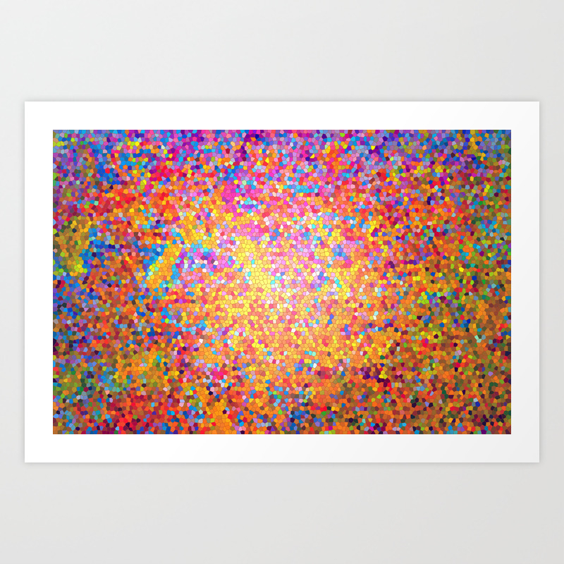 Mosaic Stained Glass Abstract Vibrant Colourful Art Print By