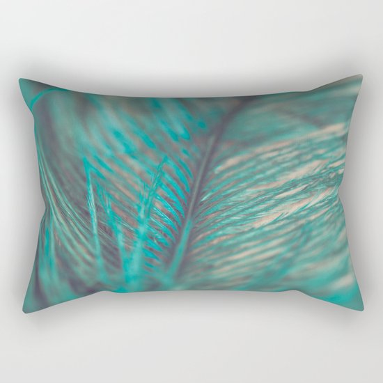 Turquoise Feather Close Up Rectangular Pillow