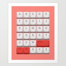 Keyboard Alphabet - Red Art Print