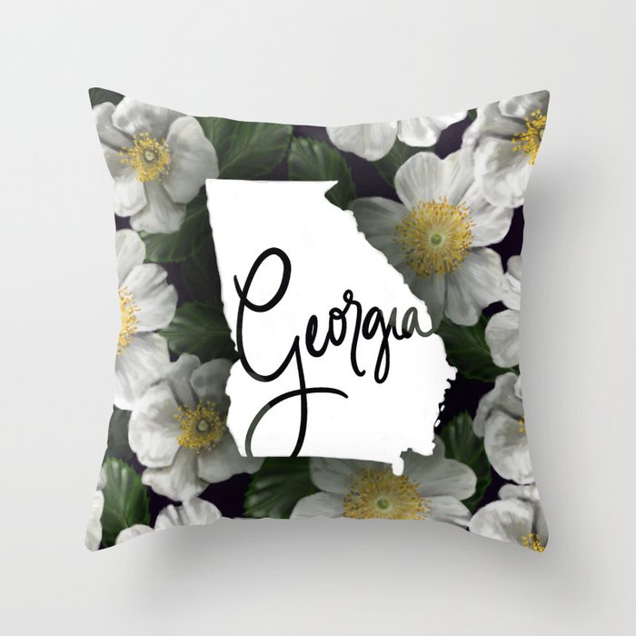 Georgia - Cherokee Rose Throw Pillow