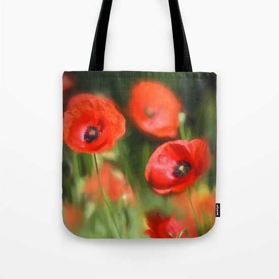 Warmth- Floral Flower Poppies in love- Poppy flowers #Society6 Tote Bag