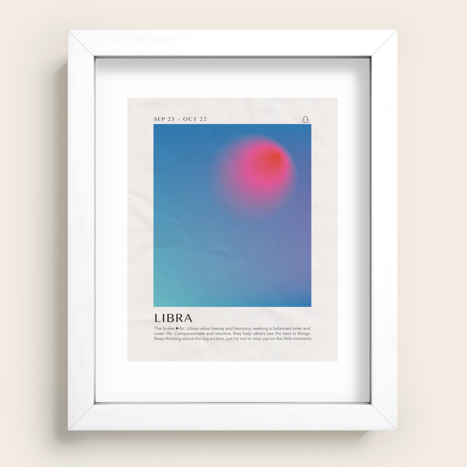 Libra Astrology Zodiac Aura Gradient Art Print Recessed ...