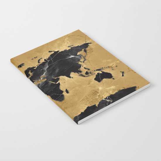 world map marble gold 2 Notebook