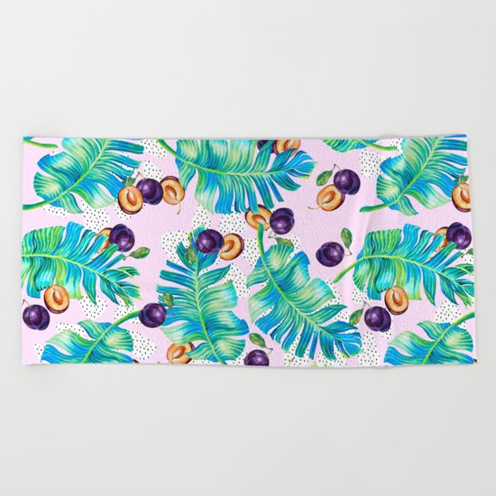 Pattern Plum & leaf Beach Towel