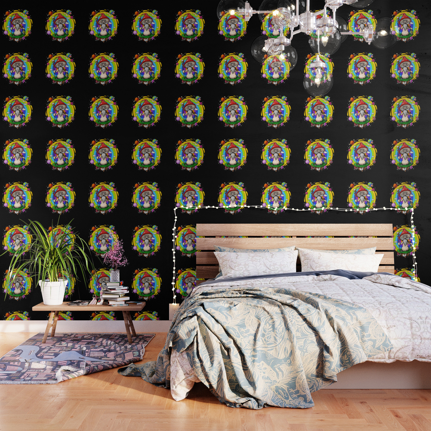 Trippy Mushroom Art Wallpaper Psychedelic Magic Mushroom Psilocybin Wallpaper By Teecave Society6 society6