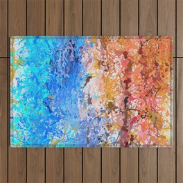 Abstract Expressionist Splashes Drip Painting Texture Outdoor Rug