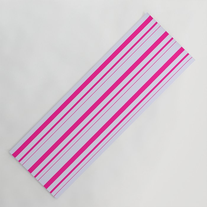 Lavender and Deep Pink Colored Lined Pattern Yoga Mat