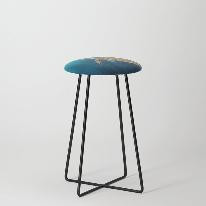 Sea turtle swimming in the ocean Counter Stool