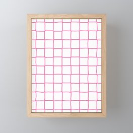 Minimal Pink on White Grid Checker Framed Mini Art Print