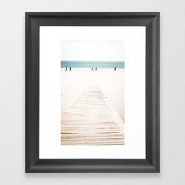 Surf Walk - beach print - surfers - walkway - ocean - sea travel photography Framed Art Print