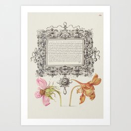 Vintage calligraphic floral art Art Print